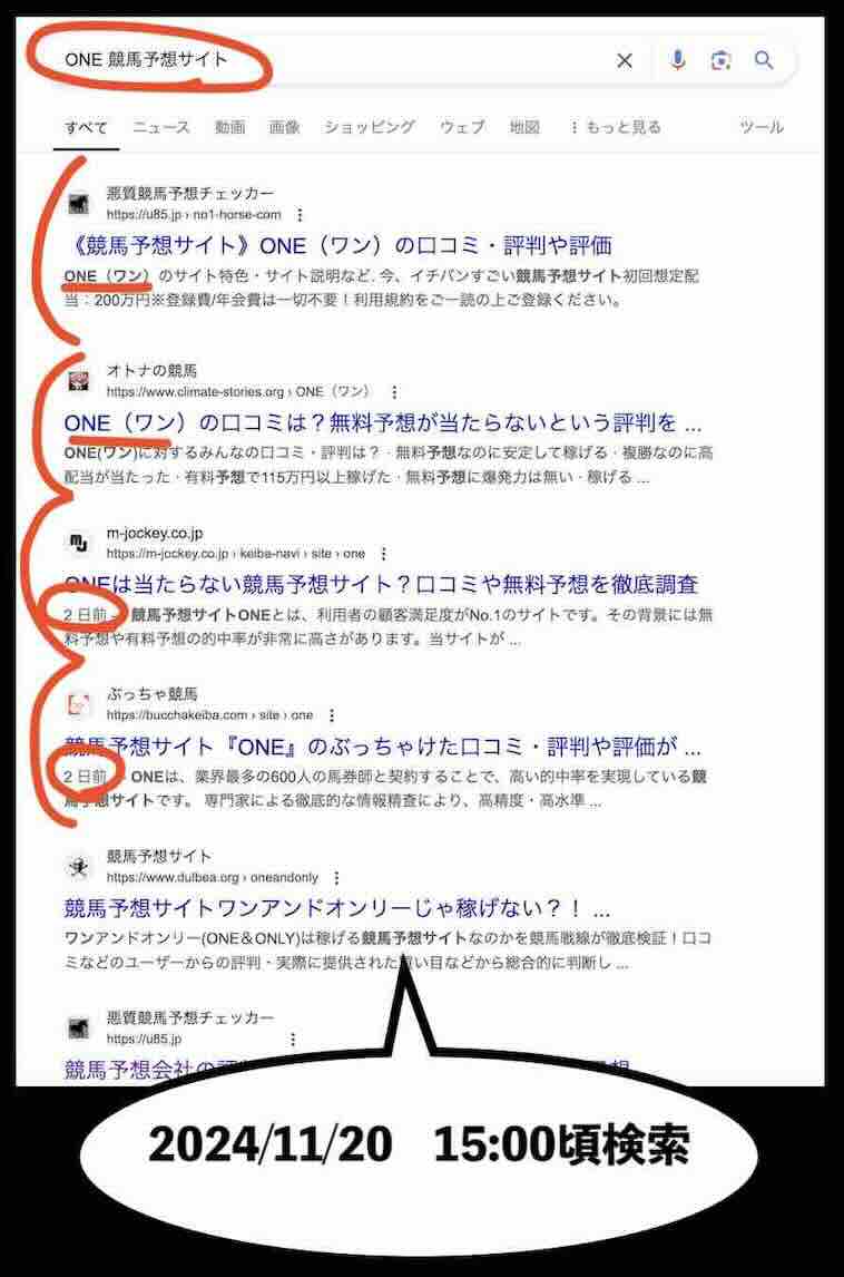 ONEのサイト情報検索結果